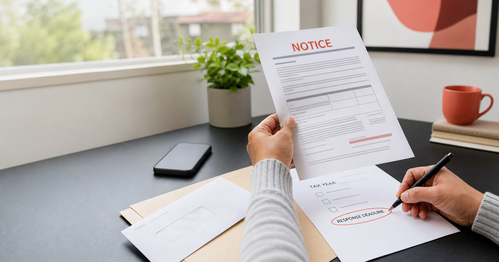 Taxpayer reviewing a tax notice and response deadline